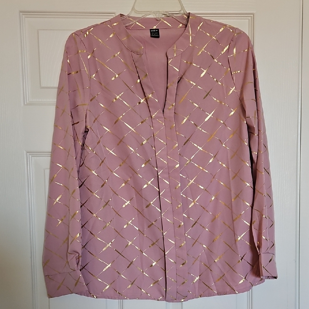 Shein Pink And Gold Blouse